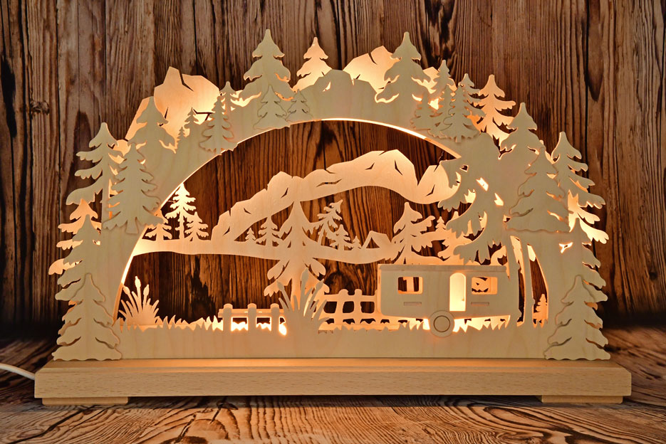 Arco luminoso 3D pequeño, Campingfreuden, sin decorar