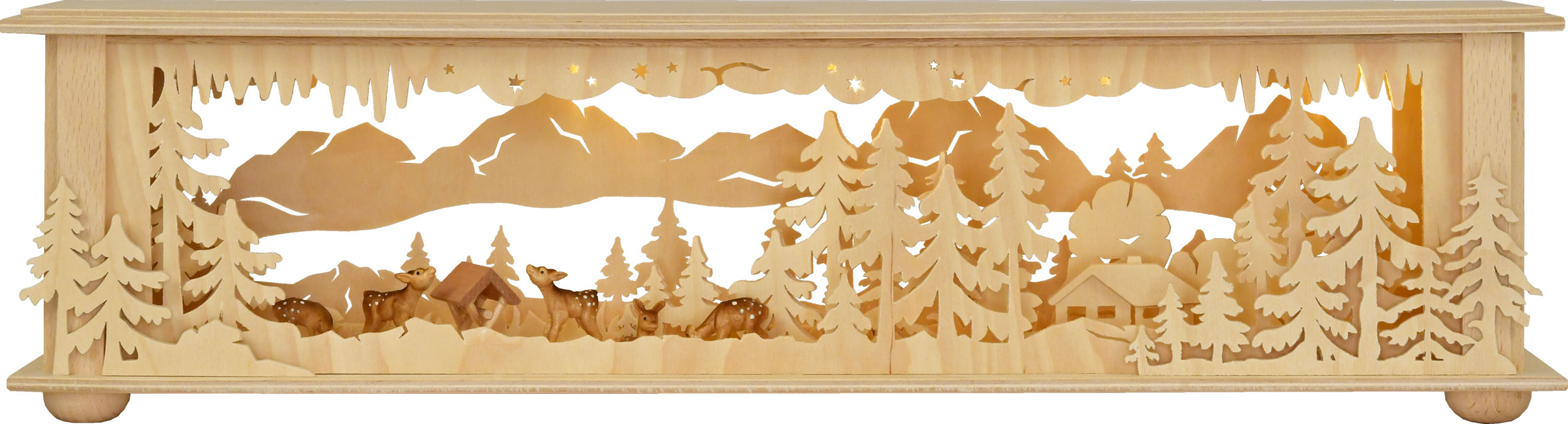 Small room light, forest, feeding trough 5 carved deer