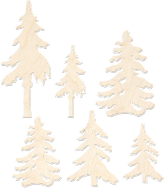 Assorted trees, 6 pieces