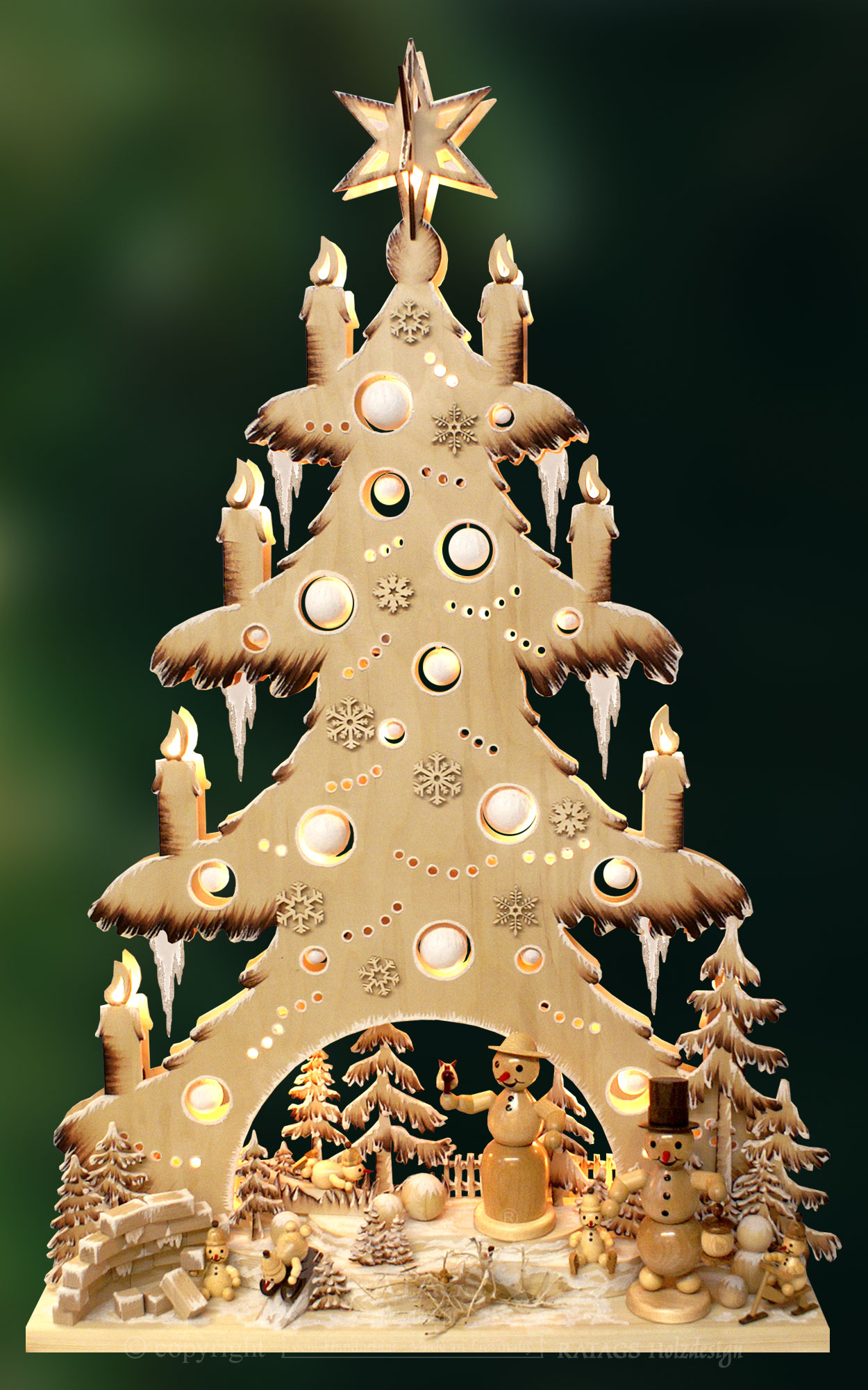 TB gr.Schneemannland  Innen handbemalt, braun, Raureif