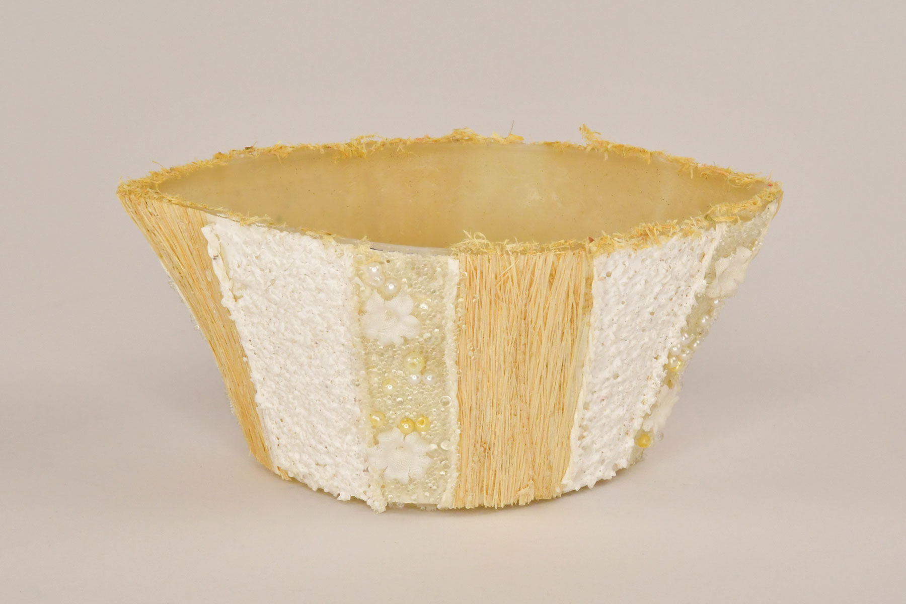 Pflanzgefäß Sisal mit Naturmaterialien Schale, spitzoval