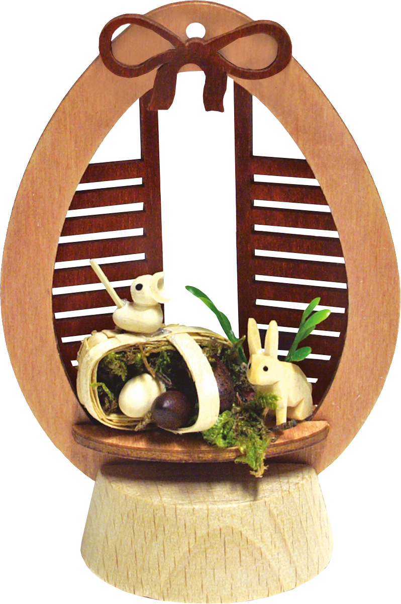 Base ring, bird on basket, hare, rosé