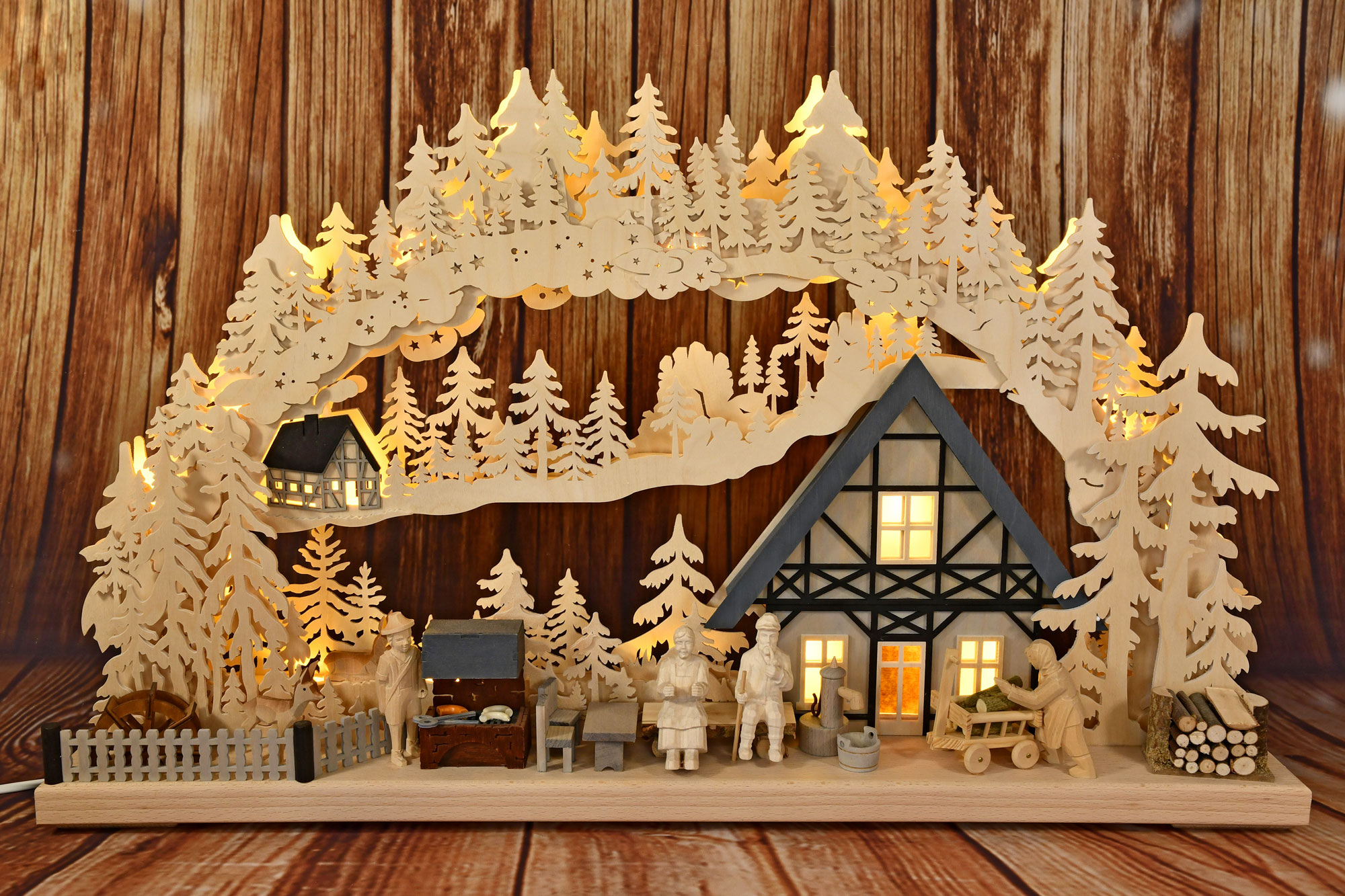 3D-Schwibbogen groß, Grillabend, mit Fachwerkhaus 3D-Schwibbogen groß, Grillabend, mit Fachwerkhaus