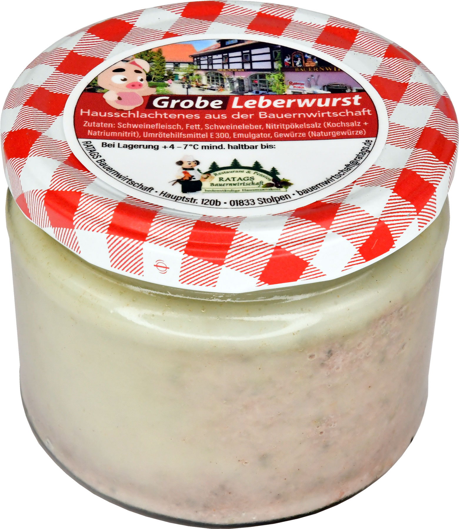 Coarse liver sausage in a jar, made from pork / 260g, sausage jar