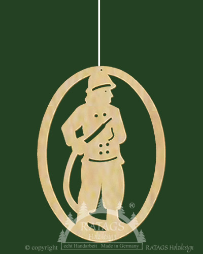 Window picture, firefighter, oval