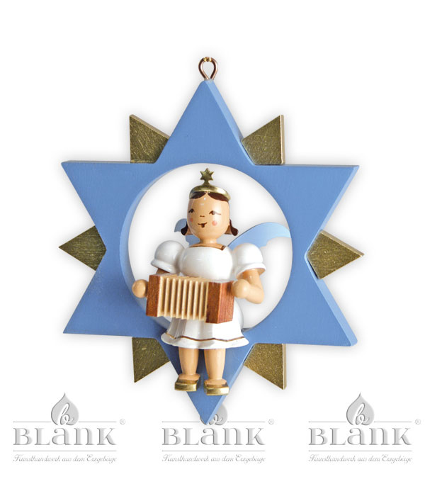 Angel in a star, coloured harmonica, 9 cm