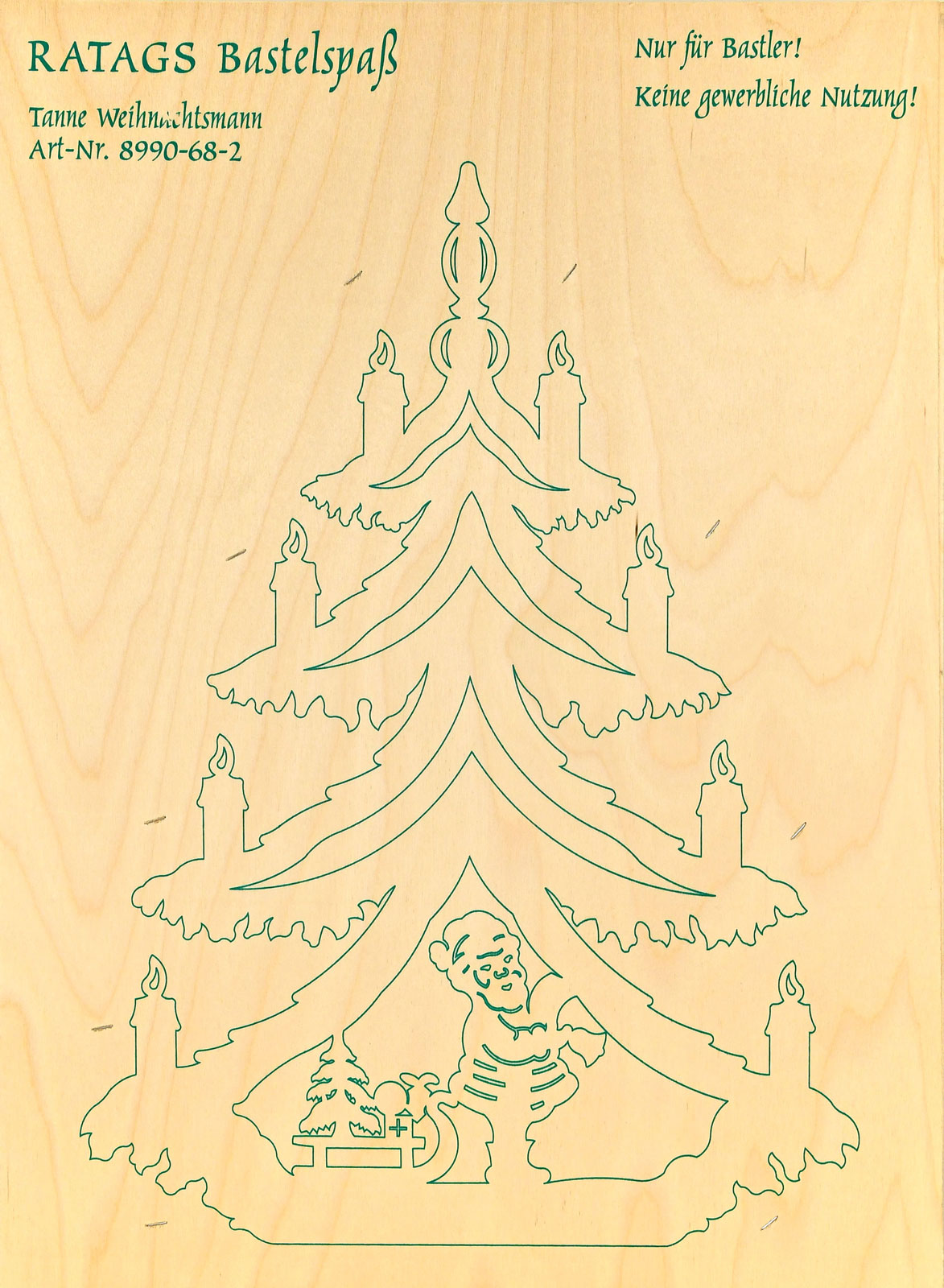 2 motif plywood panels, self-sawing Small fir tree, Father Christmas