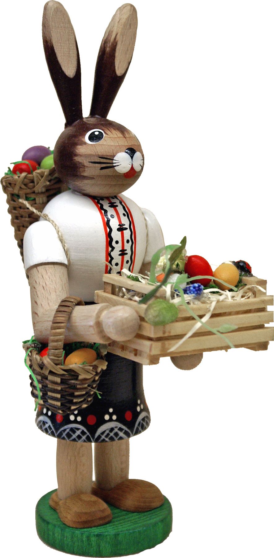 Osterhäsin, weiß/schwarz, Korb