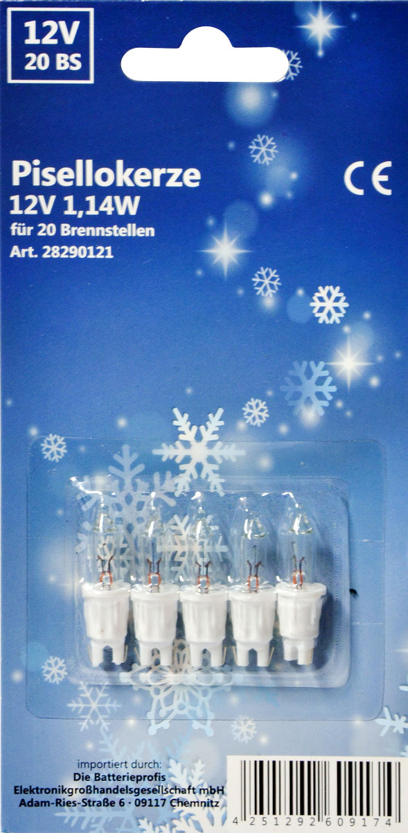 Replacement bulbs, 5 pcs. for 20-light chain, 12 V, 1.14 W