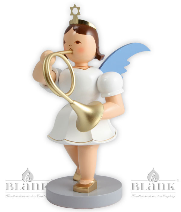 Engel farbig mit Waldhorn 20 cm