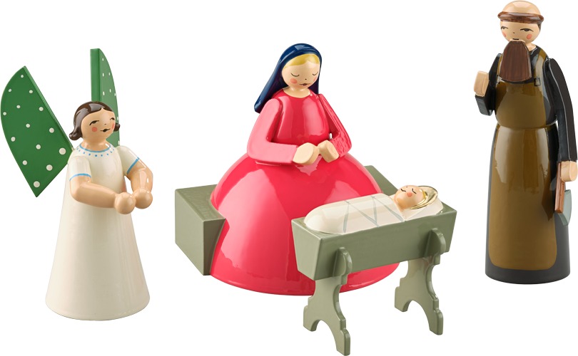 Krippenszene, klein, 4 Figuren