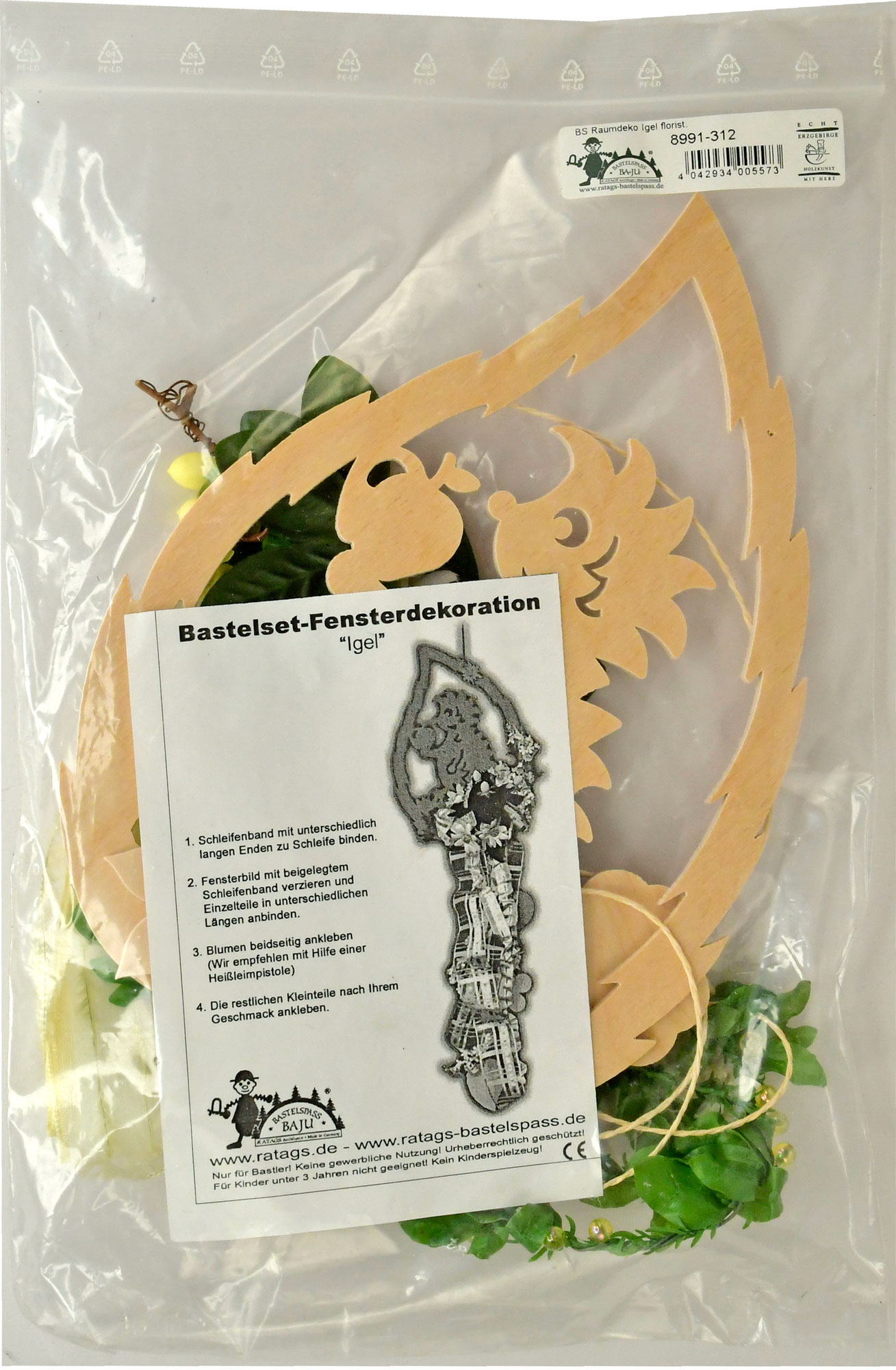 Raumdeko zum Basteln, Igel, Floristik