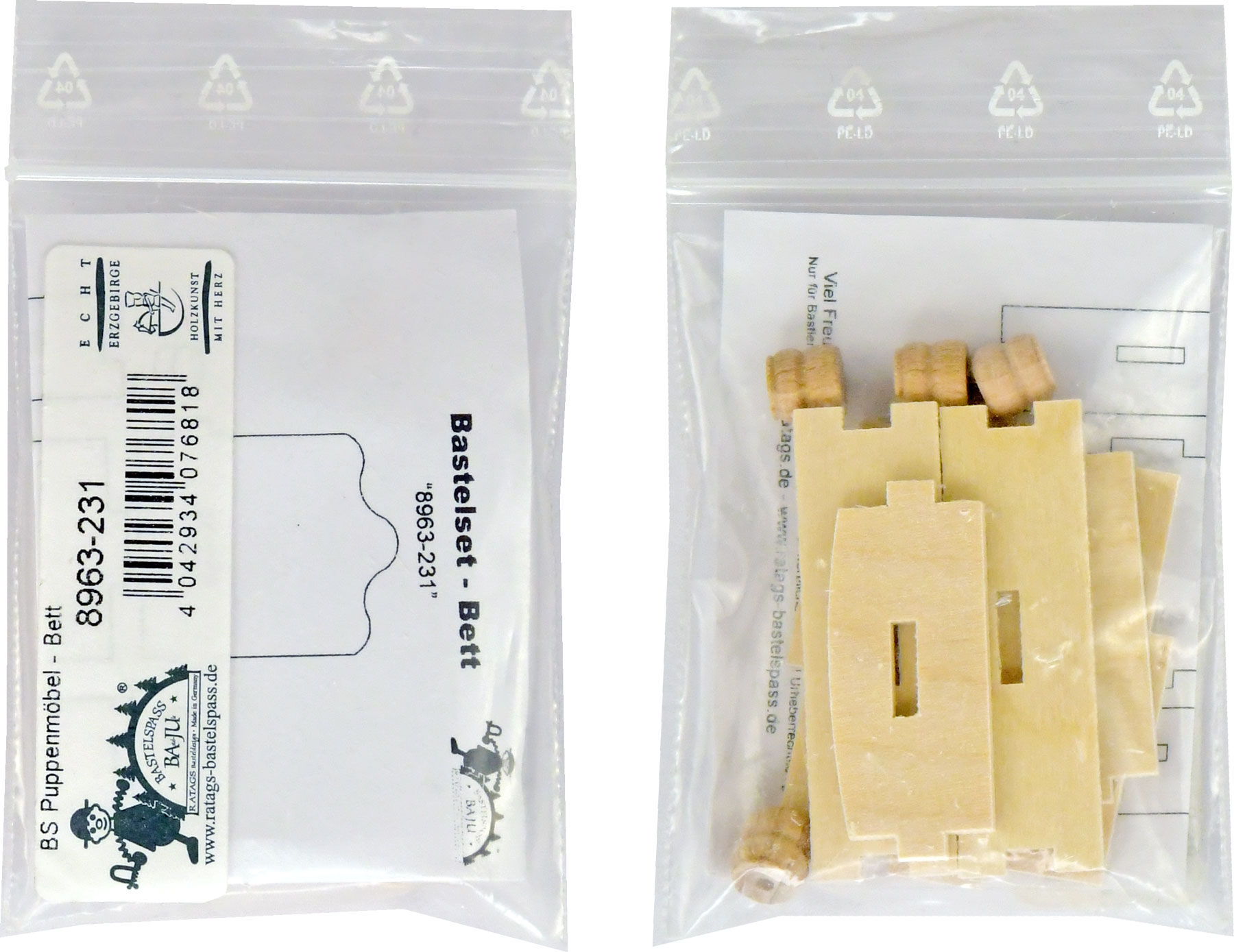 Doll furniture for crafting, bed