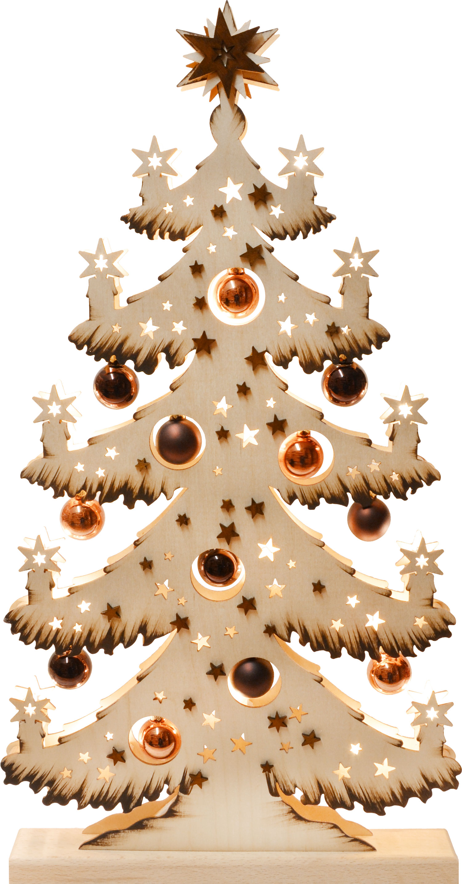 Fir tree, copper balls, hand-painted brown