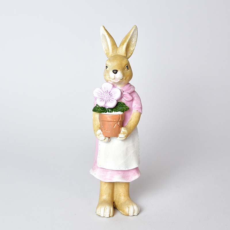 Hare 24 cm, blomst, håndmalet
