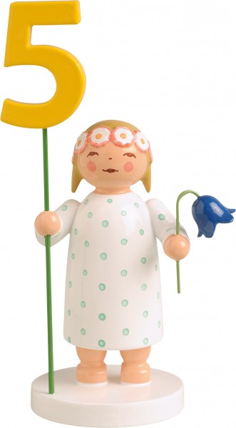 Mädchen mit Zahlensatz, Kleid grün gepun