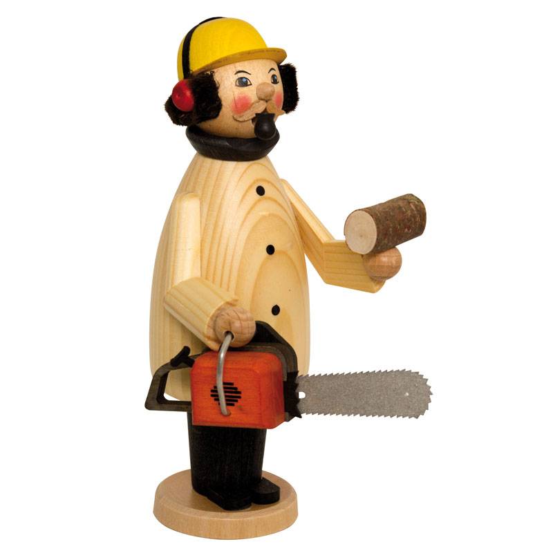 Smoking man forest worker, 17 cm RM with vendor's tray