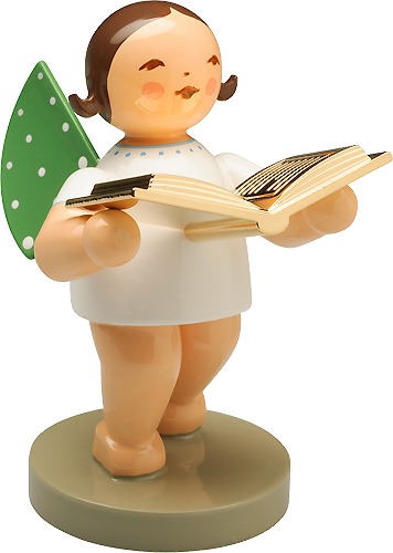 Vorleser, Engel mit Buch vergoldet, dunkles Haar