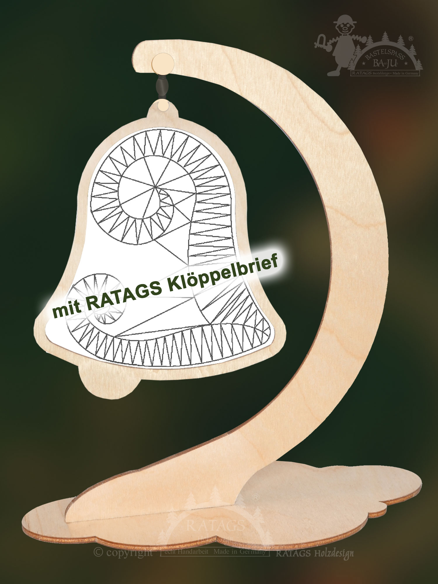 Klöppelrahmen, Glocke mit RATAGS Klöppelbrief