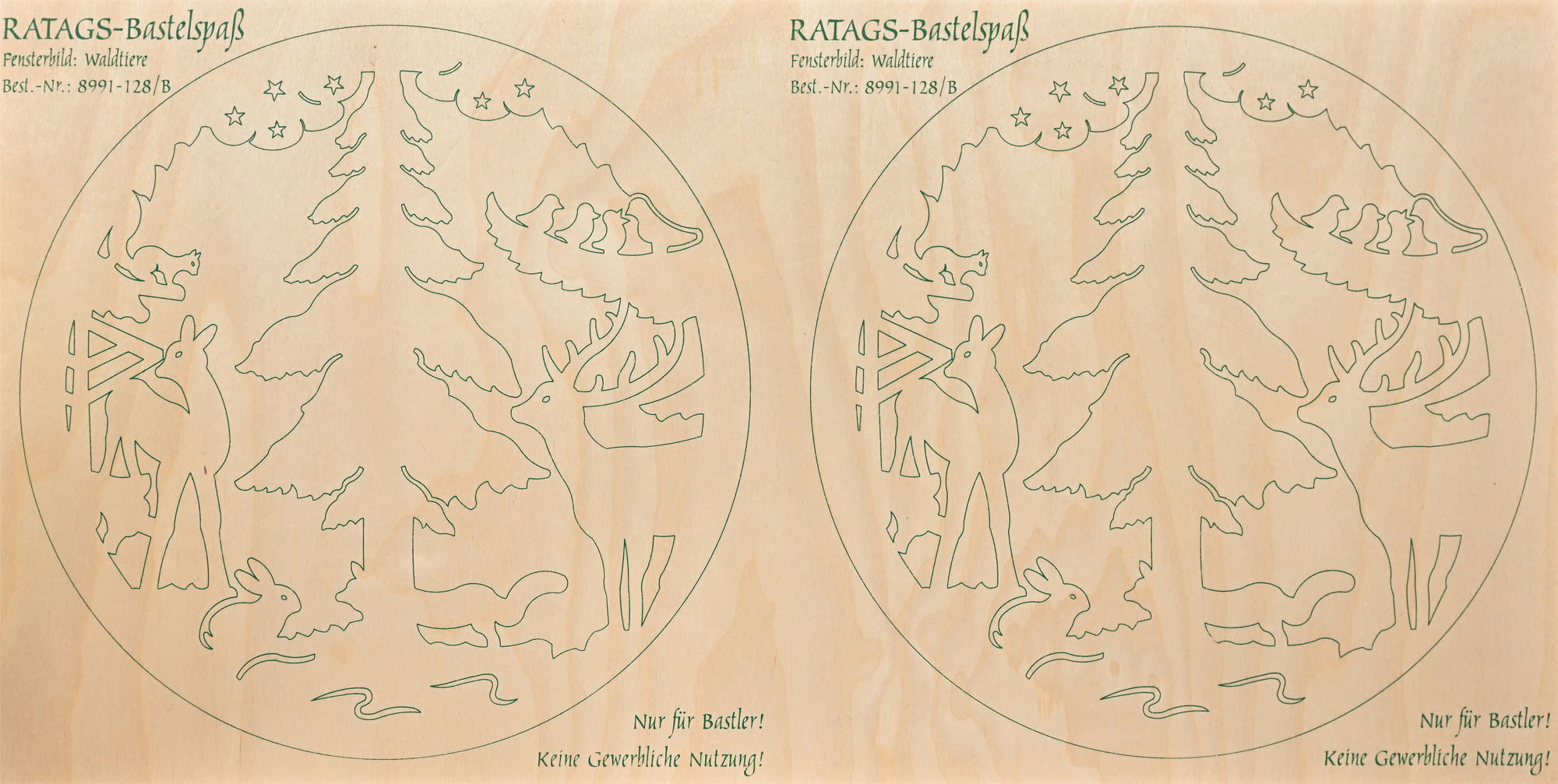 Window picture, illuminated, for crafting, forest animals, for sawing out