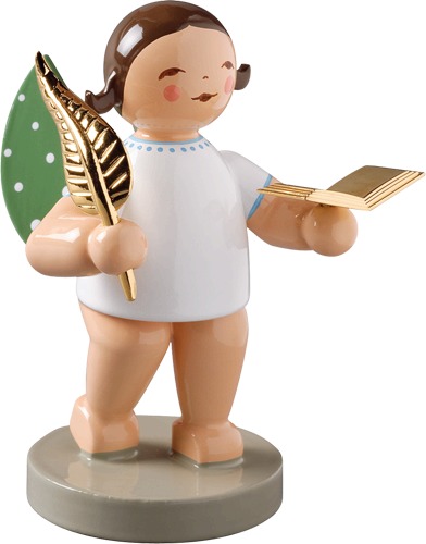 Poet, Engel mit Buch und Feder No. 6, vergoldet