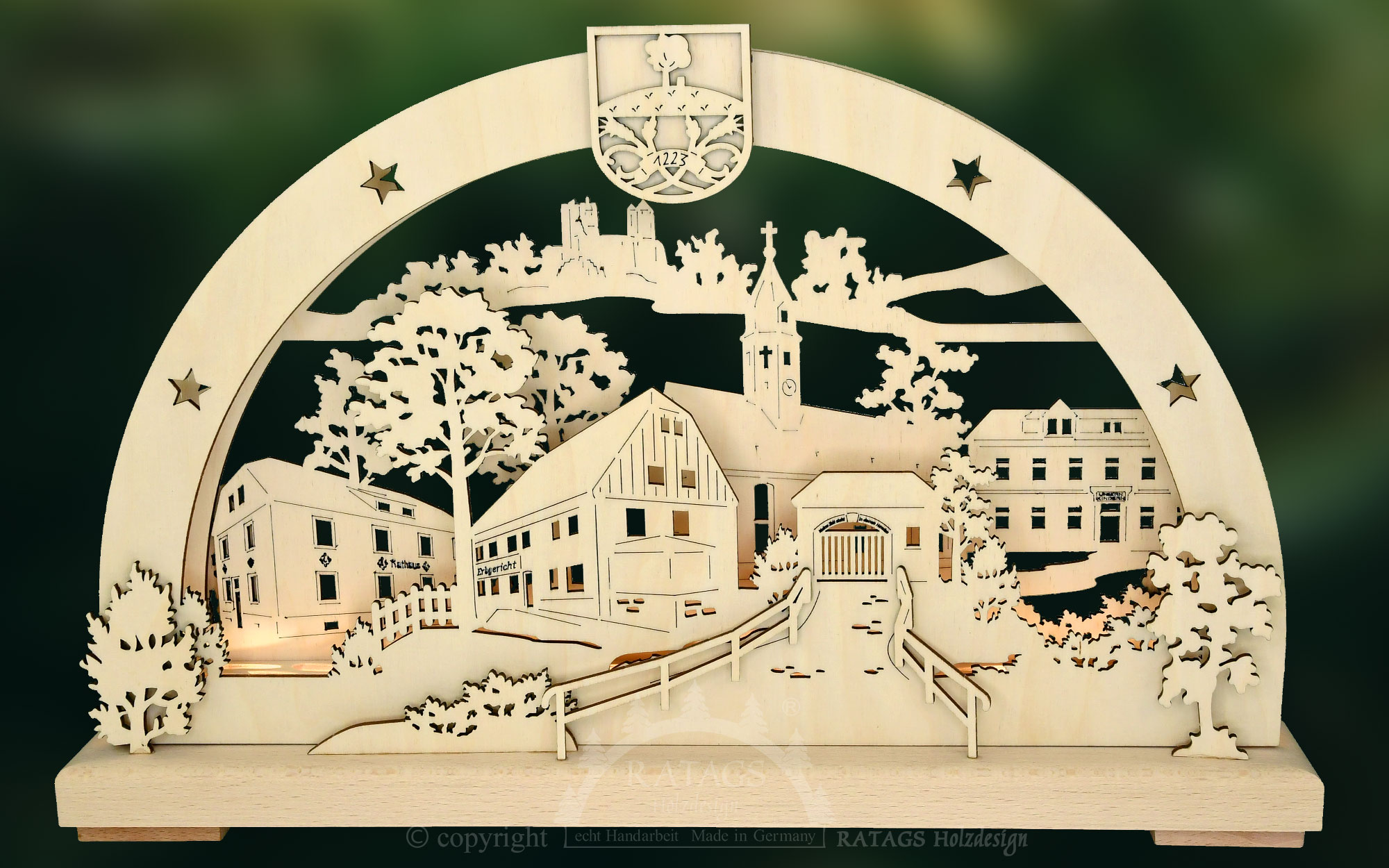 3D-LED-lysbue Langenwolmsdorf lille, 800 år Lawodo
