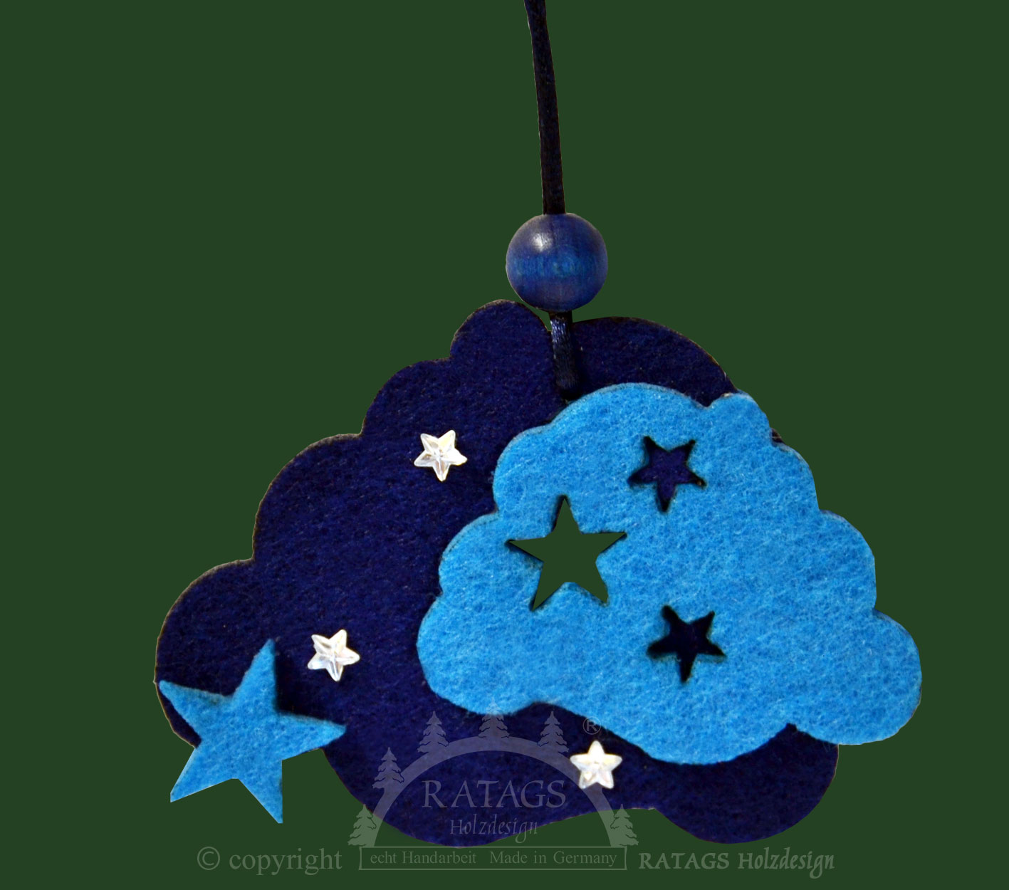 Tree decoration for crafting, cloud material felt, length approx. 8.5 x 8 cm (WxH)