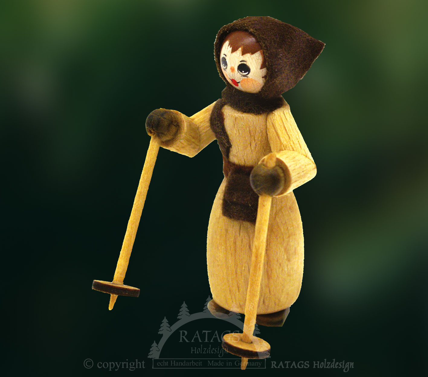 Figur, Nordic Walkerin mit Stöcken, natur Figur, Nordic Walkerin mit Stöcken, natur