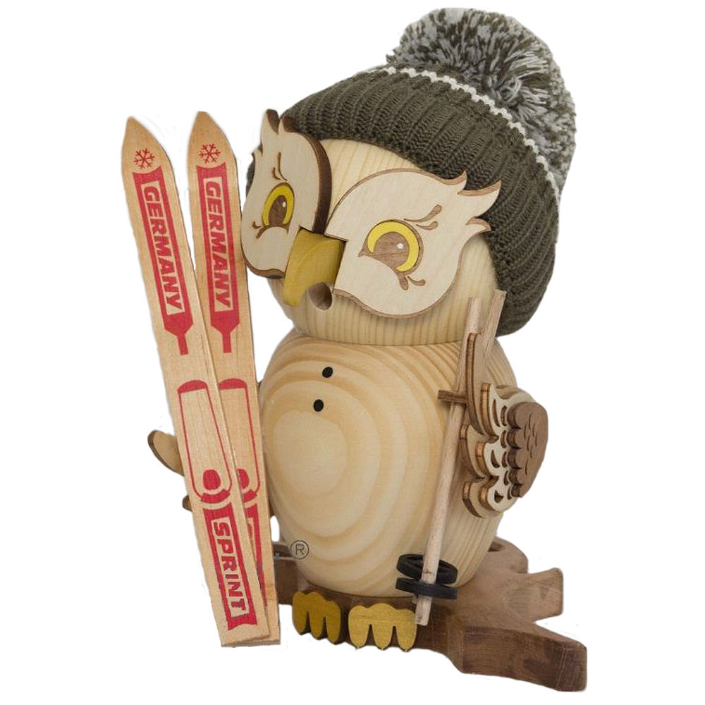 Smoking figure, owl skier approx. 15 cm
