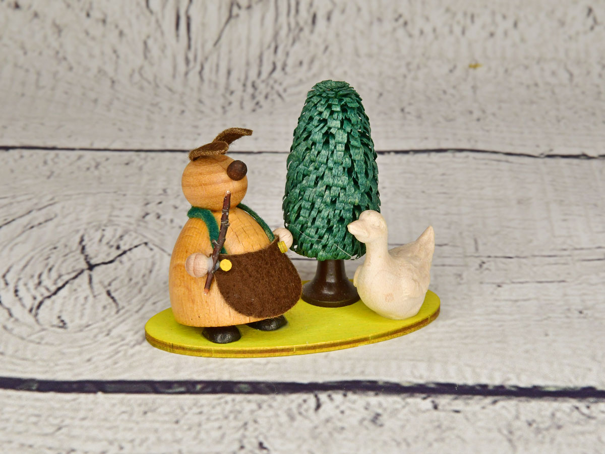 Bunny goose keeper, whole, carved