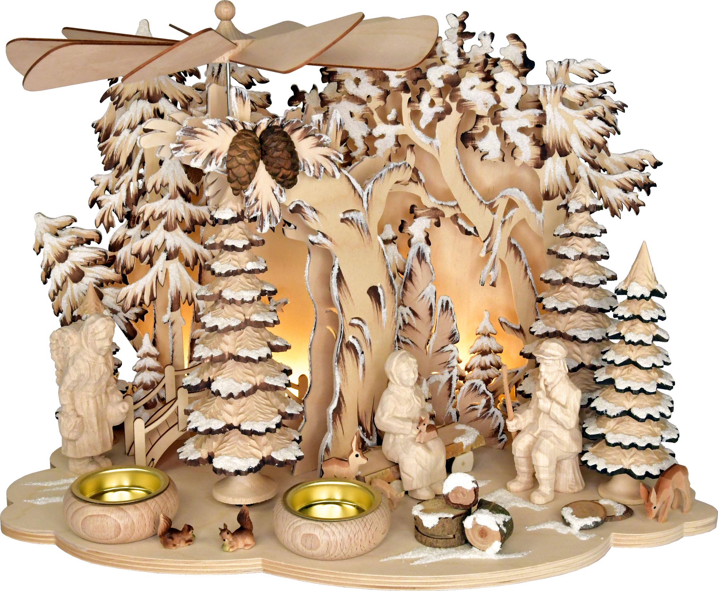 Wand/Tischpyramide, Oma und Opa, LED-Beleuchtung, Raureif