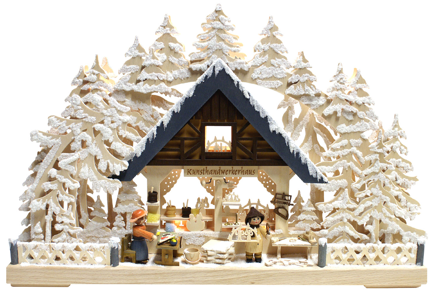 Small 3D Schwibbogen, artisan's house, hoarfrost