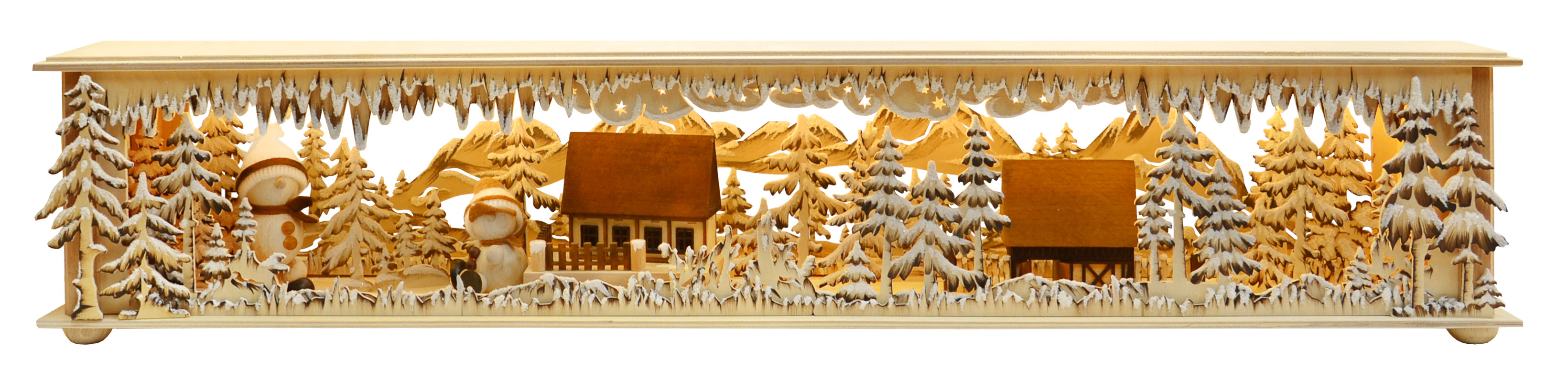 Raumleuchte gr., Snow-Mollis natur, handbemalt braun, Raureif