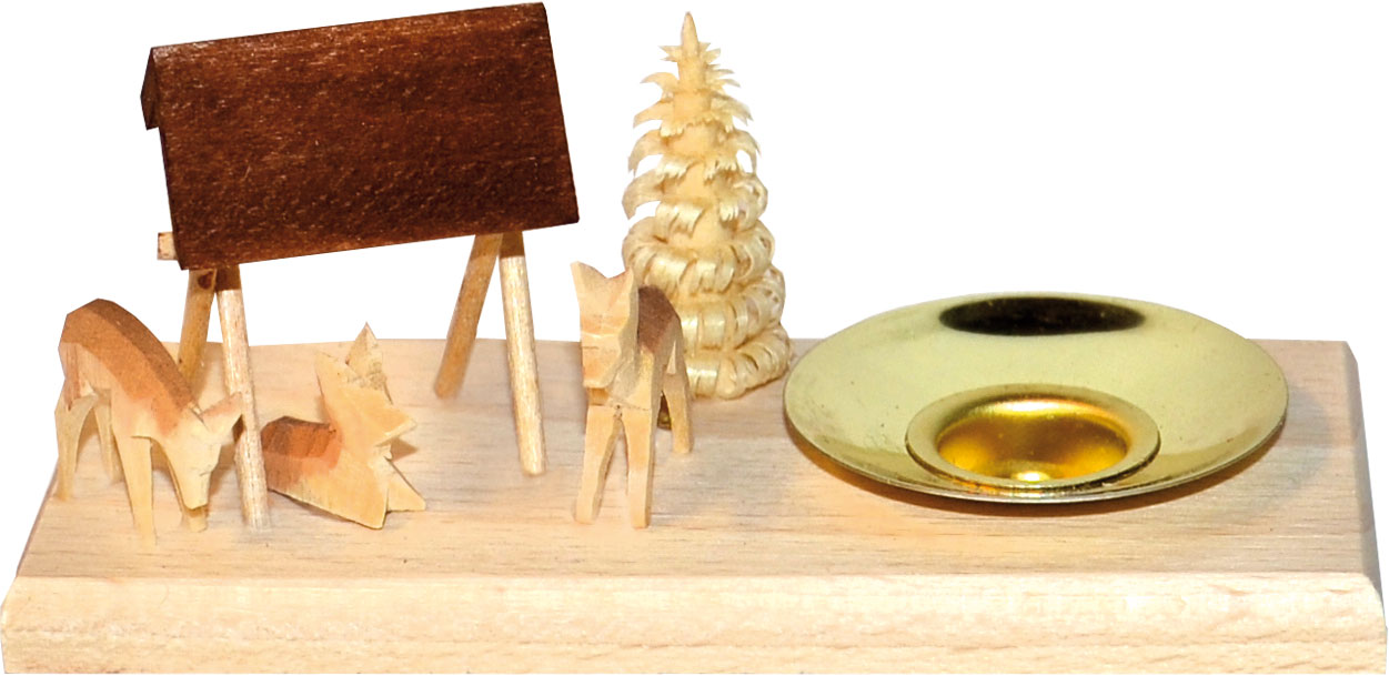 Kerzenhalter zum Basteln, Rehe mit Futterkrippe, 1 Tülle Kerzenhalter zum Basteln, Rehe mit Futterkrippe, 1 Tülle