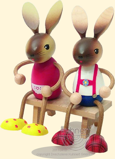 Easter bunnies, pair of sitting bunnies approx. 18 cm