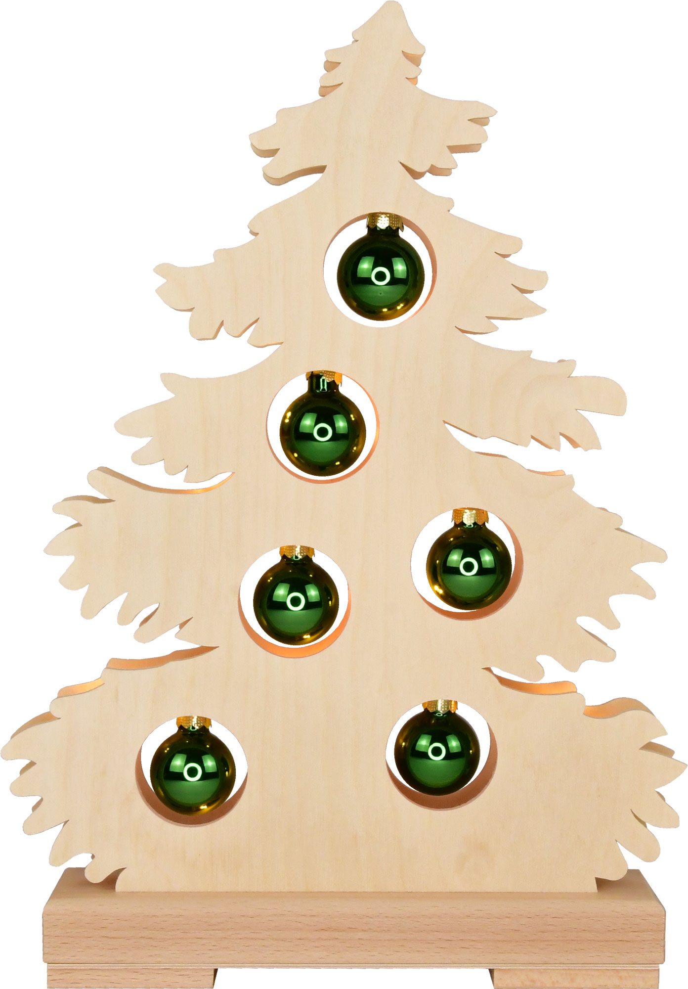 Sapin petit, naturel, boules vertes, USB intégré