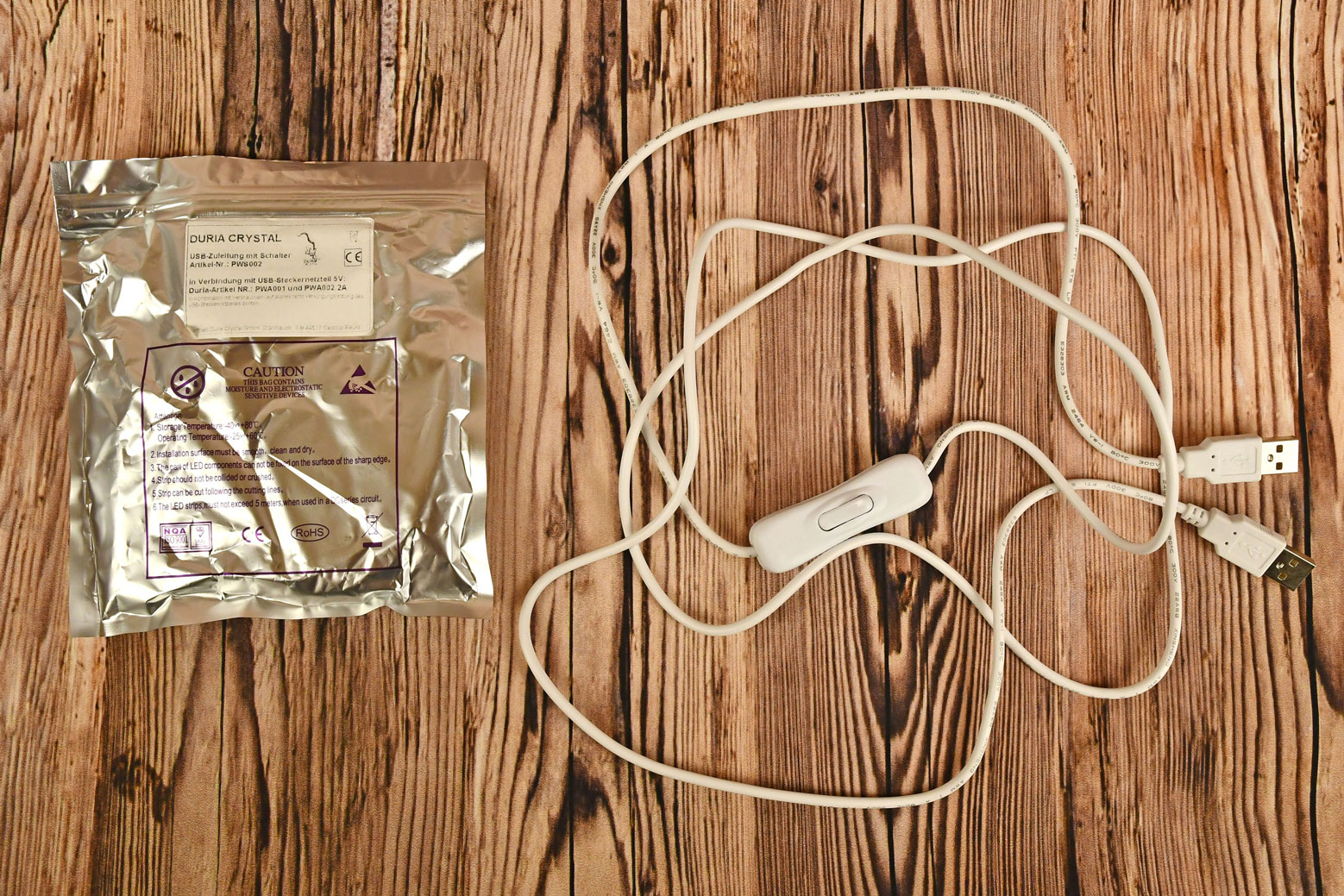 USB 2.0 Zuleitung 2m, Kabel weiß mit Schalter