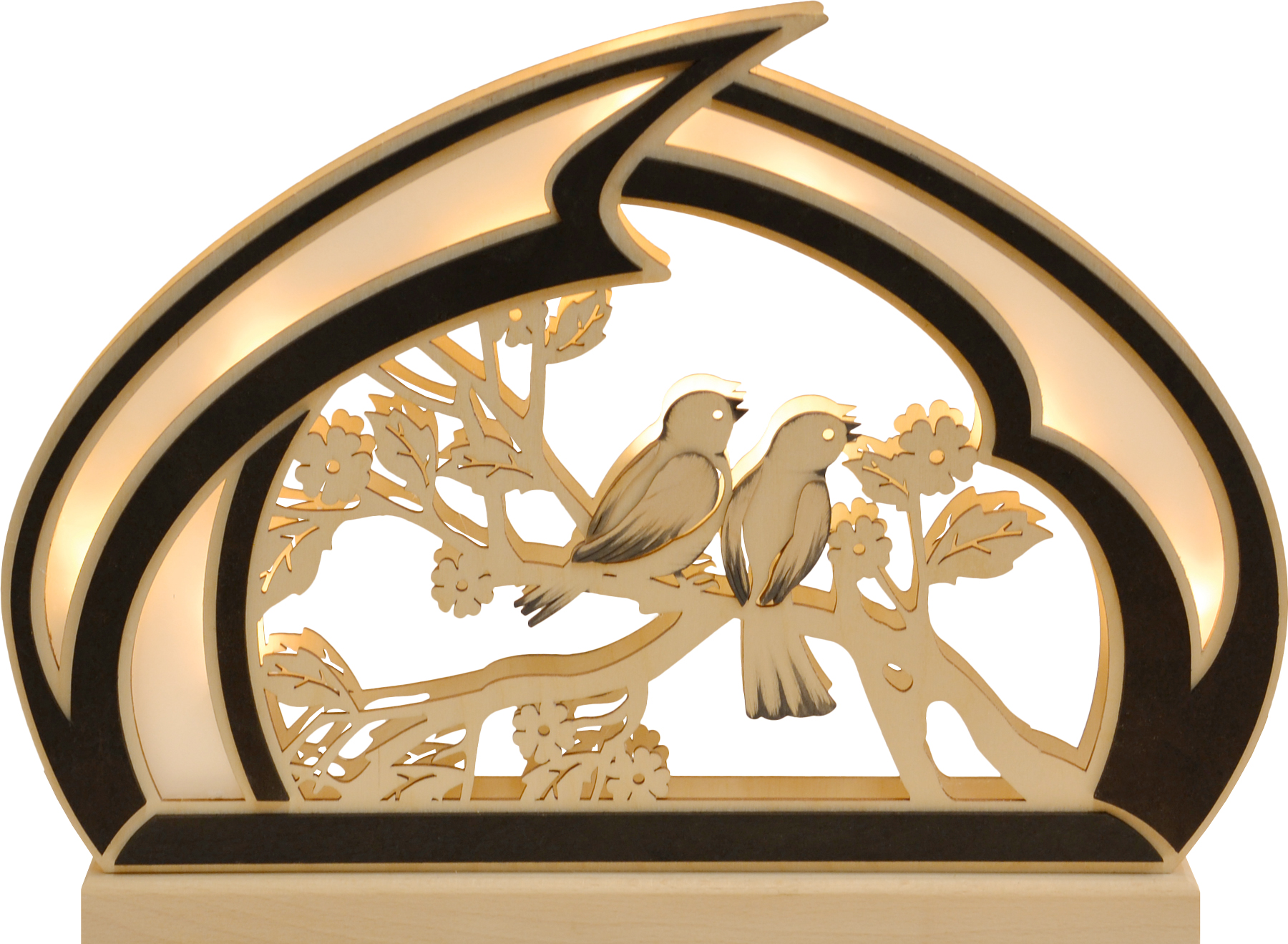 Romantikleuchte, Vögelchen, handbemalt, handbemalt, anthrazit