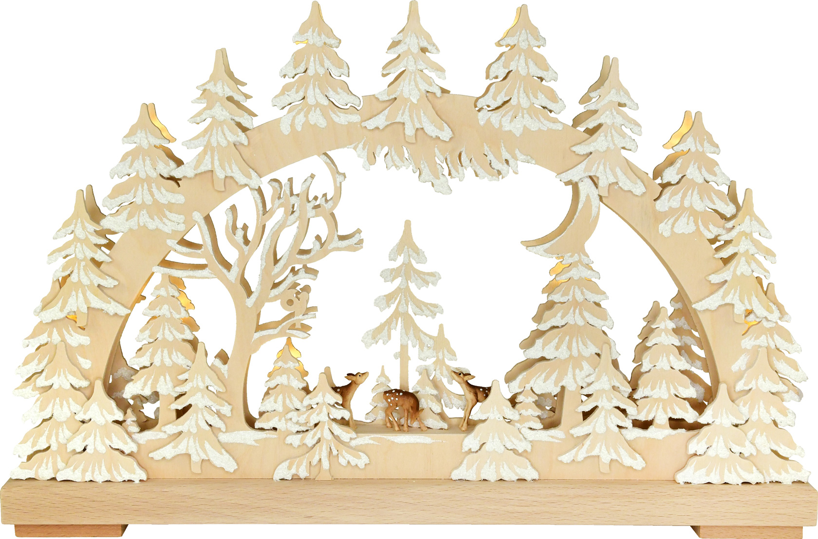 Schwibbogen kl., Rehe in der Abenddämmerung, Raureif