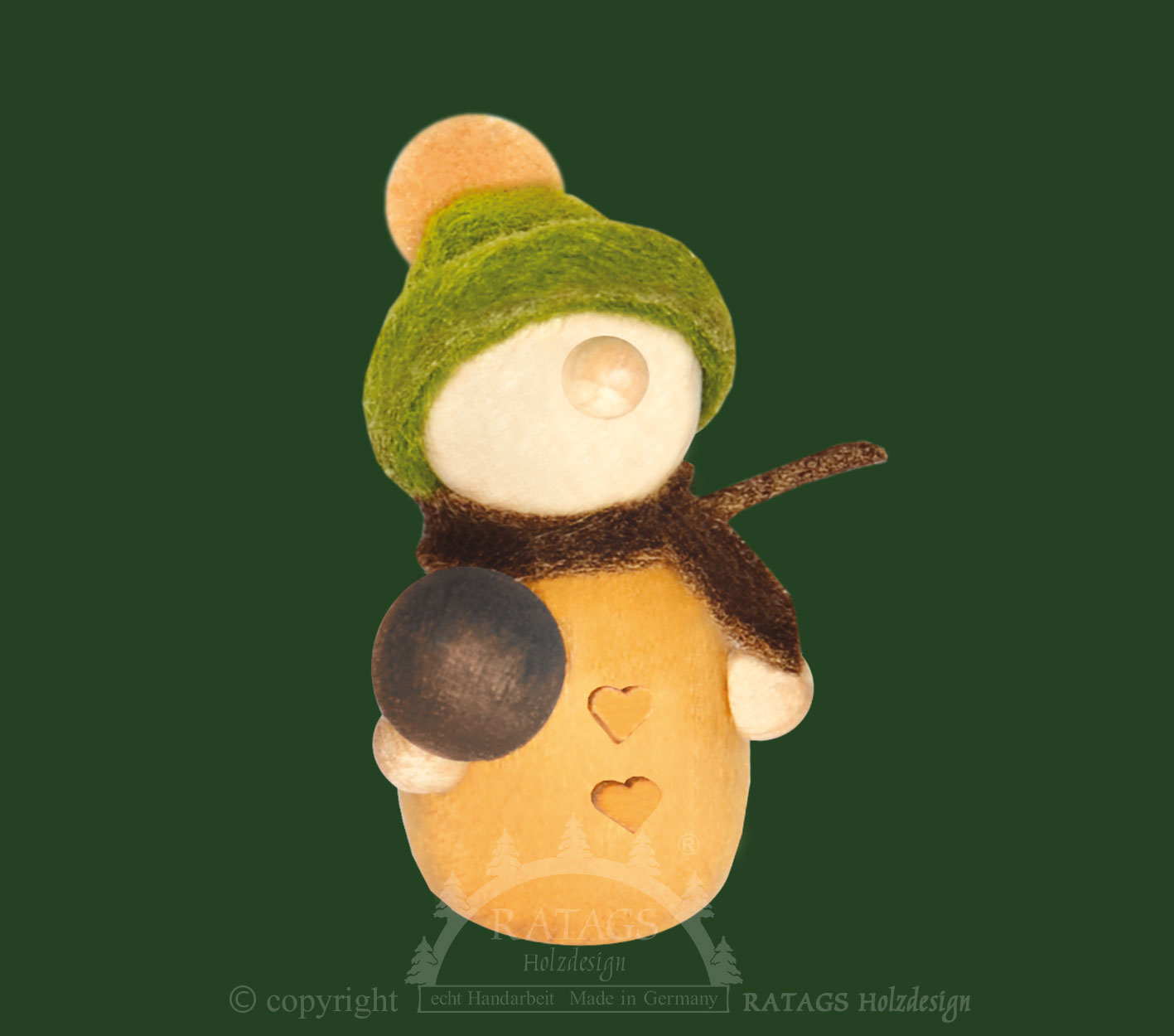 Mini-Molli mit Bommelmütze und Ball, ock