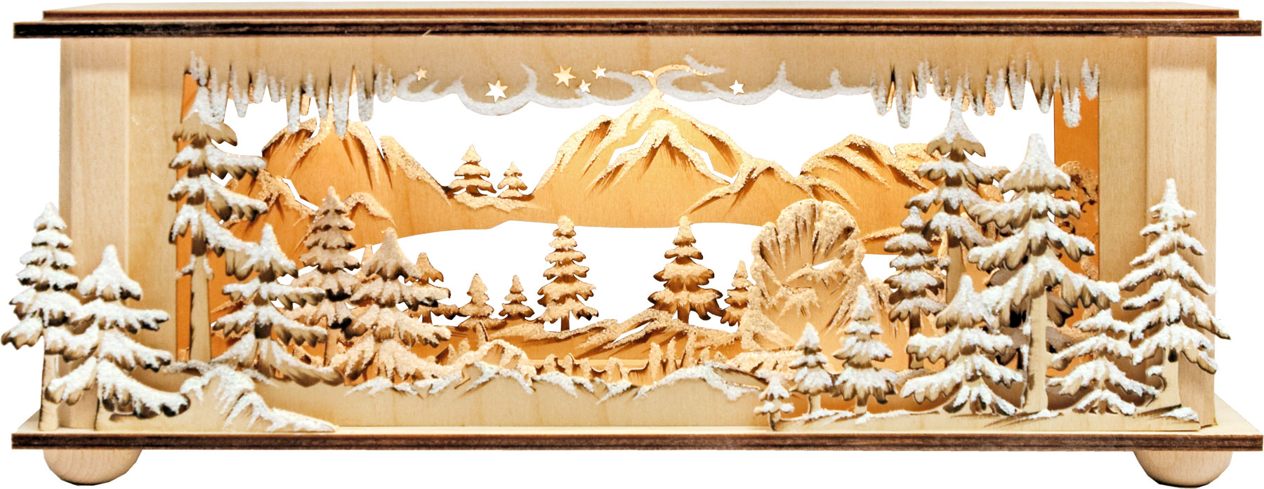 LED room light for fir trees, medium-sized, hand-painted brown, hoarfrost