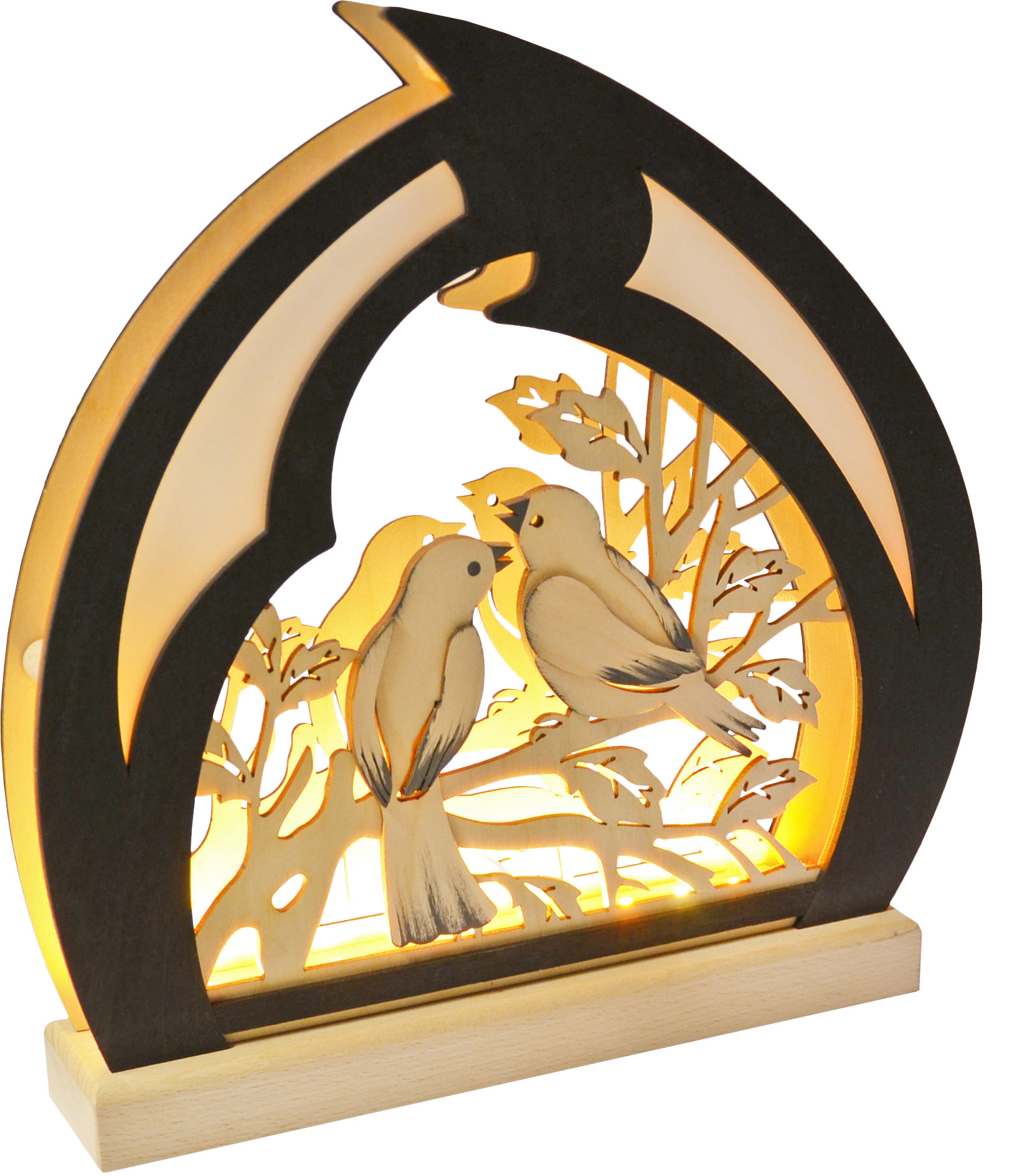 Romantic lamp, black, little birds