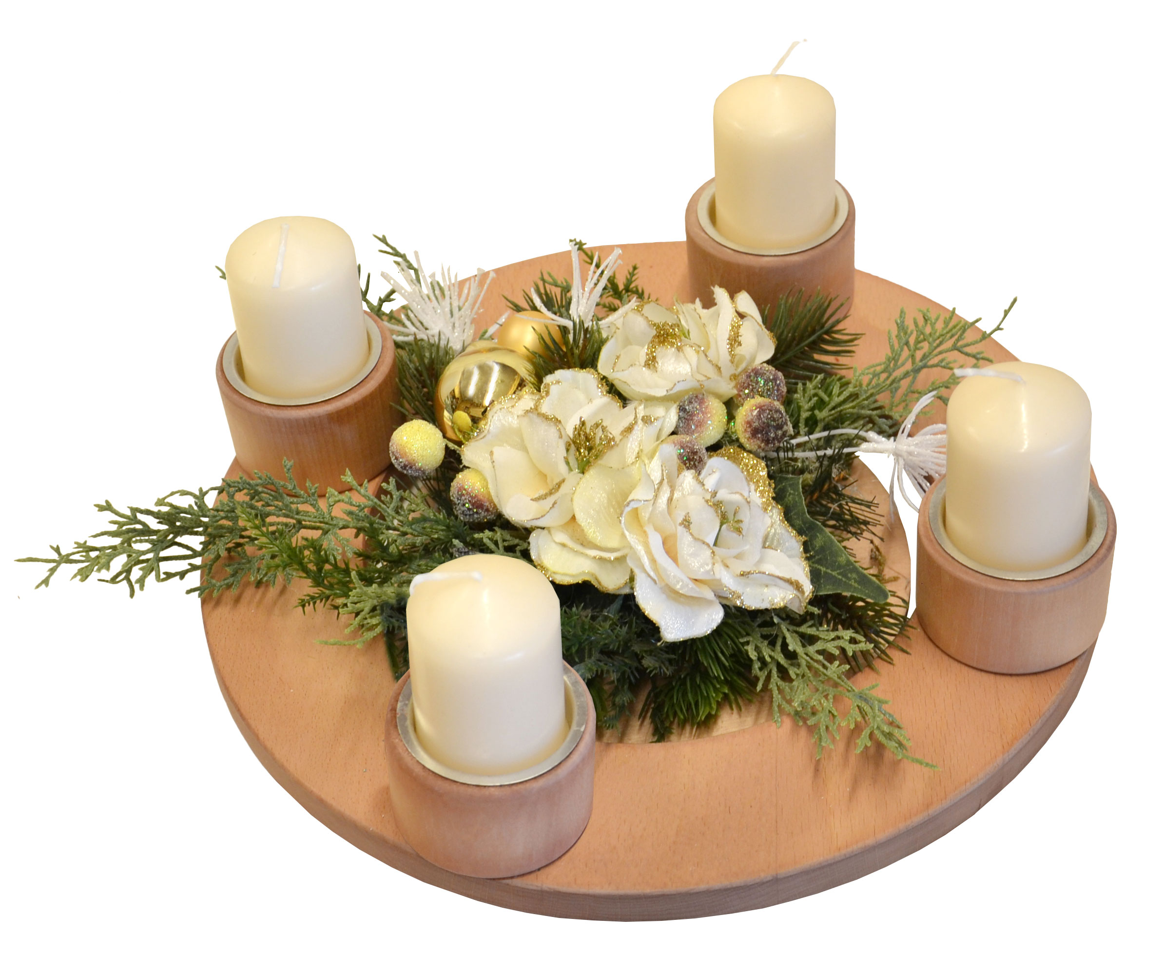 Massivholz-Adventsleuchter, birnbaum, 4 Kerzenhalter