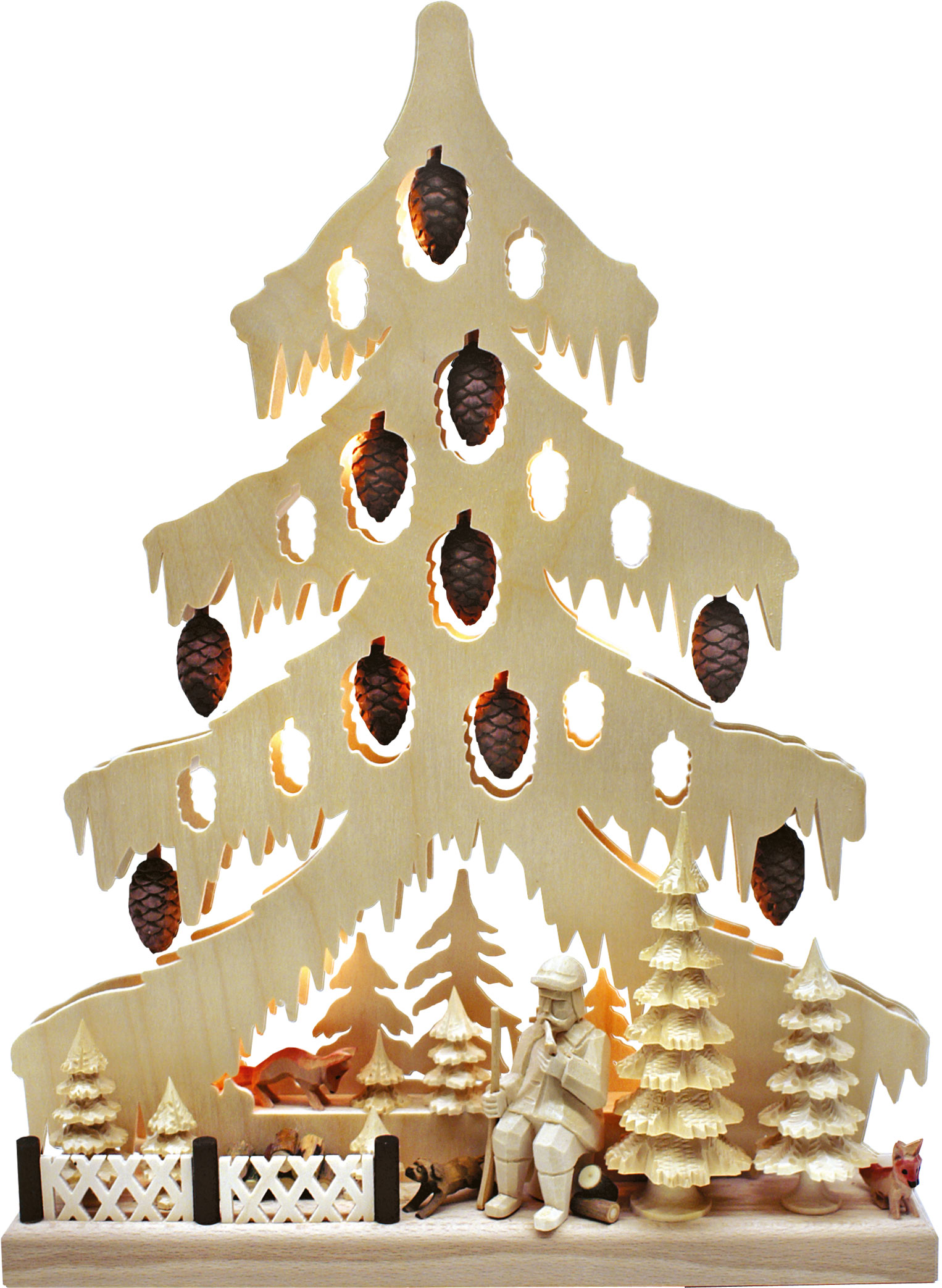 Kis fenyő, az erdész pihenője, faragott