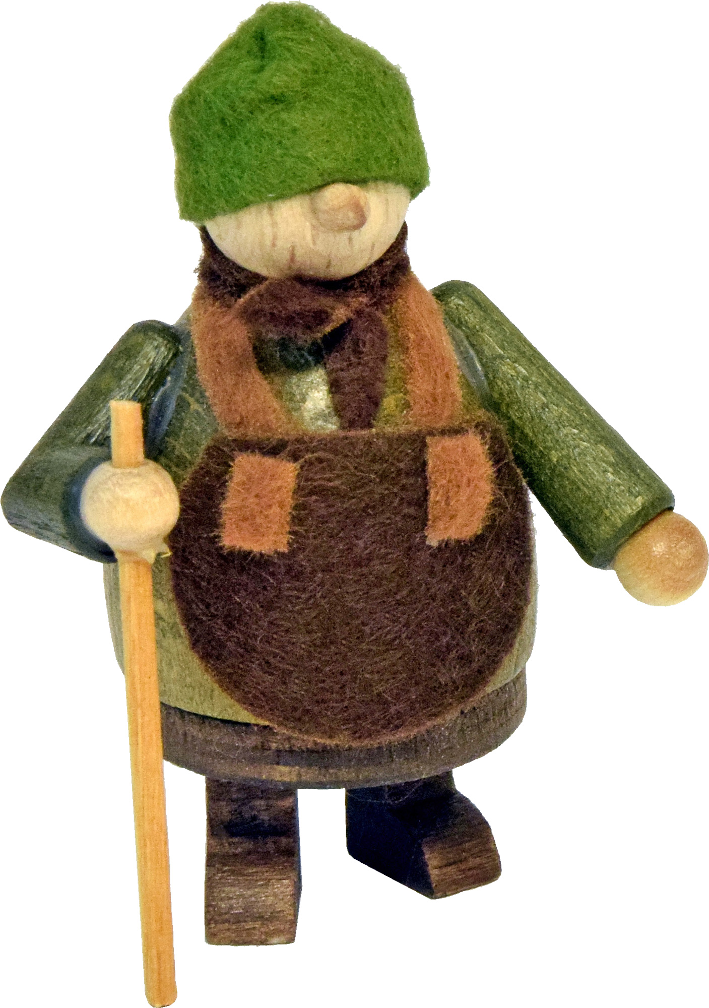 Walki, green, apron, stick