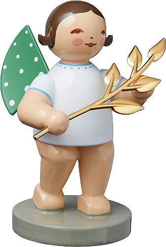 Der Achtsame Engel mit Zweig vergoldet dunkles Haar