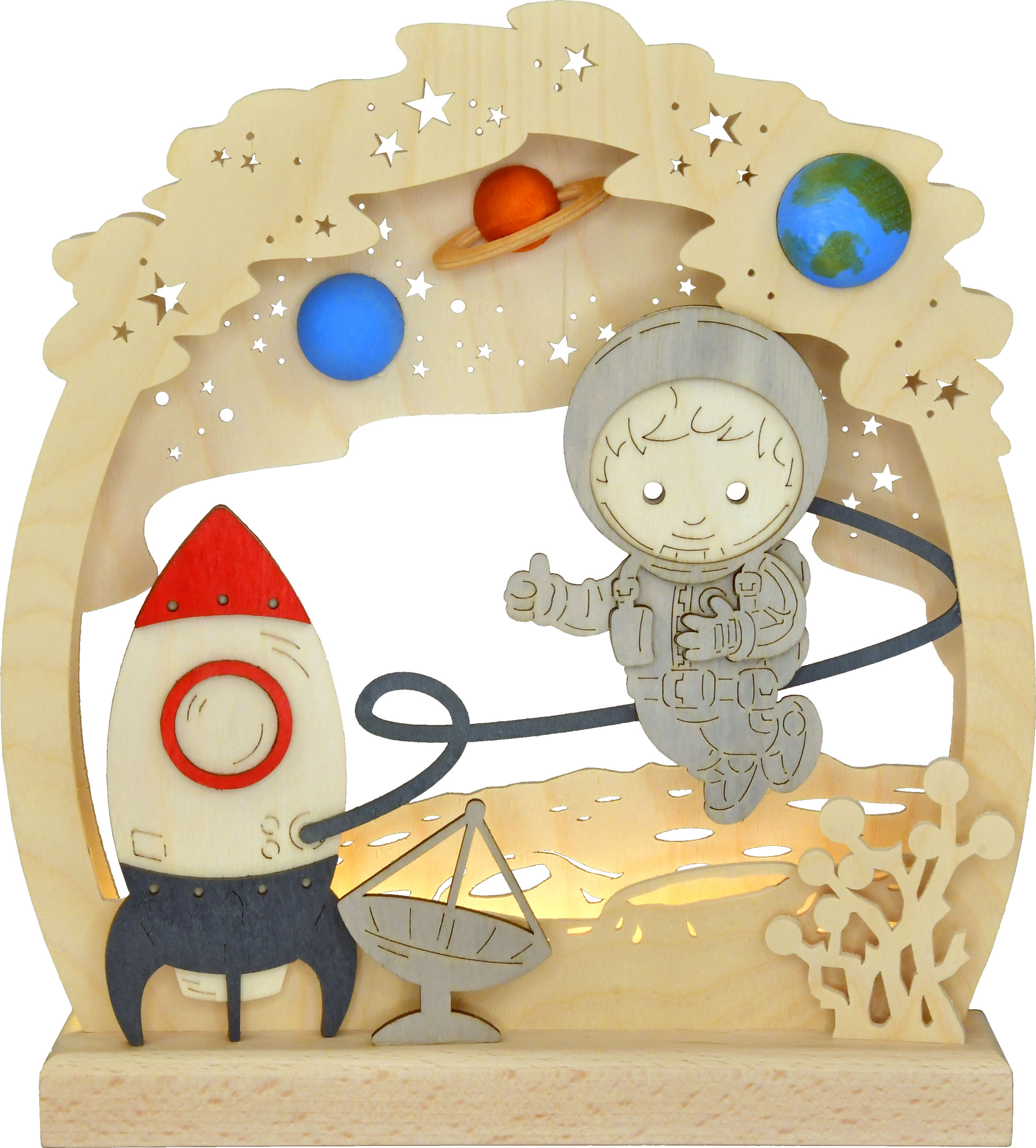 Luminária romântica Sandmännchen im Weltall (Homem da Areia no Espaço) totalmente USB