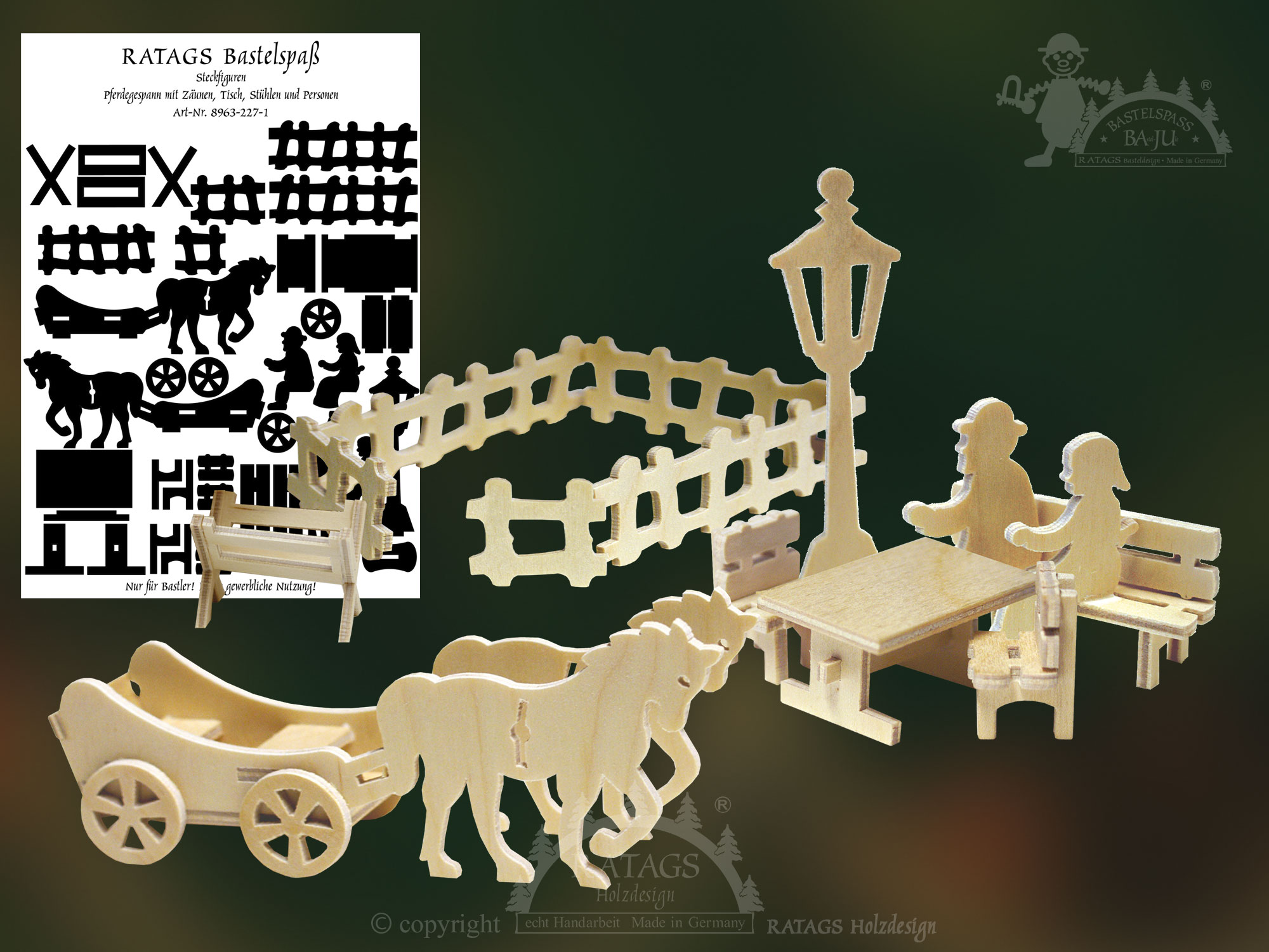 Cut-out figures for crafting, carriage rides, sawing out