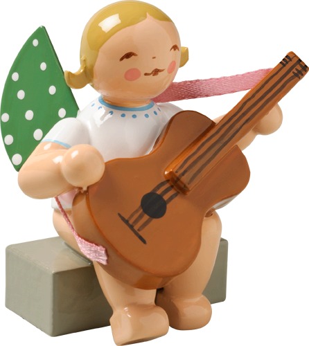Engel mit Gitarre, sitzend blondes Haar