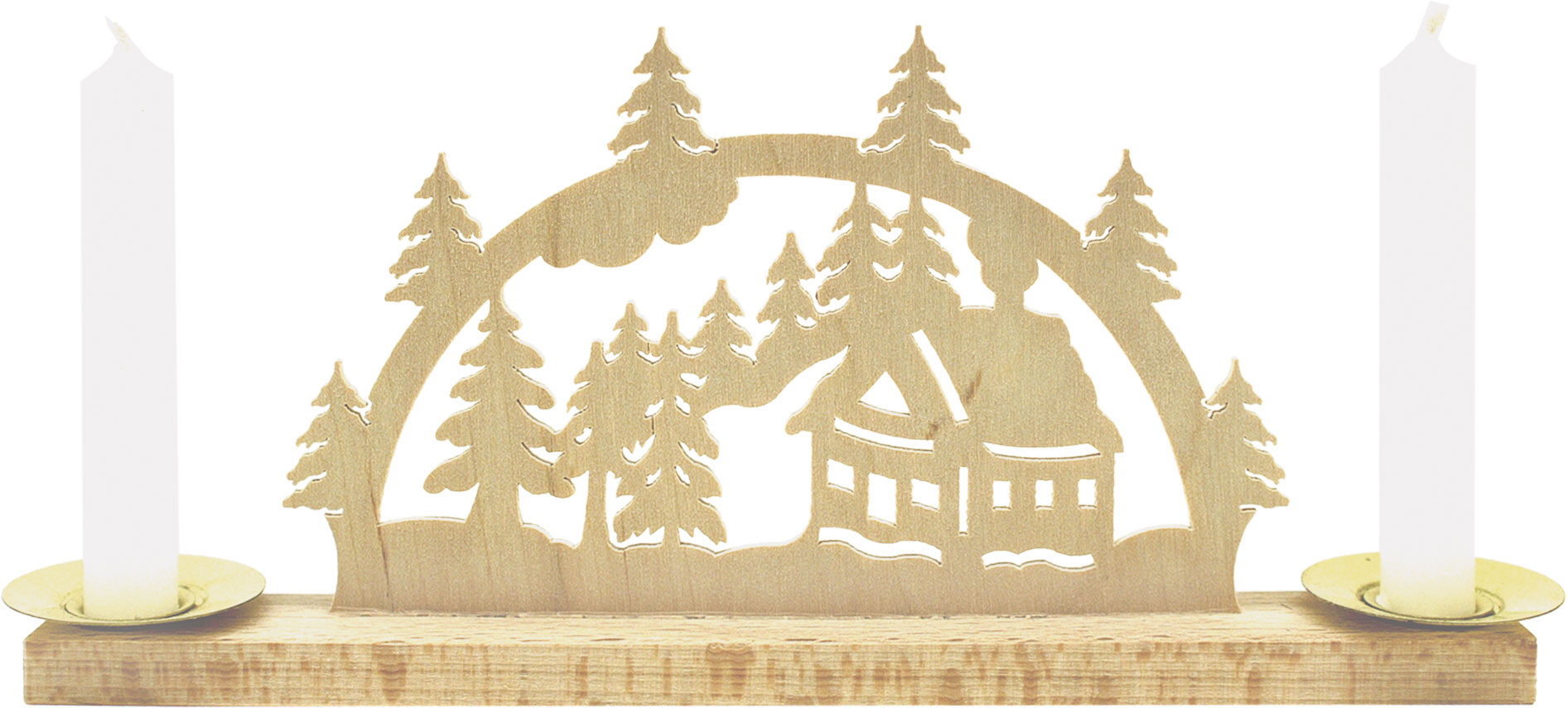 Mini-Schwibbogen für 2 Puppenkerzen Schneehütte